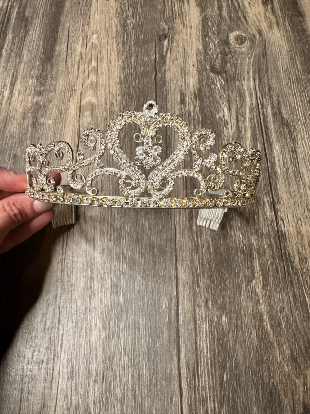 Vintage Style Rhinestone Tiara Crown Silver Bridal Prom Pageant Hair Accessory